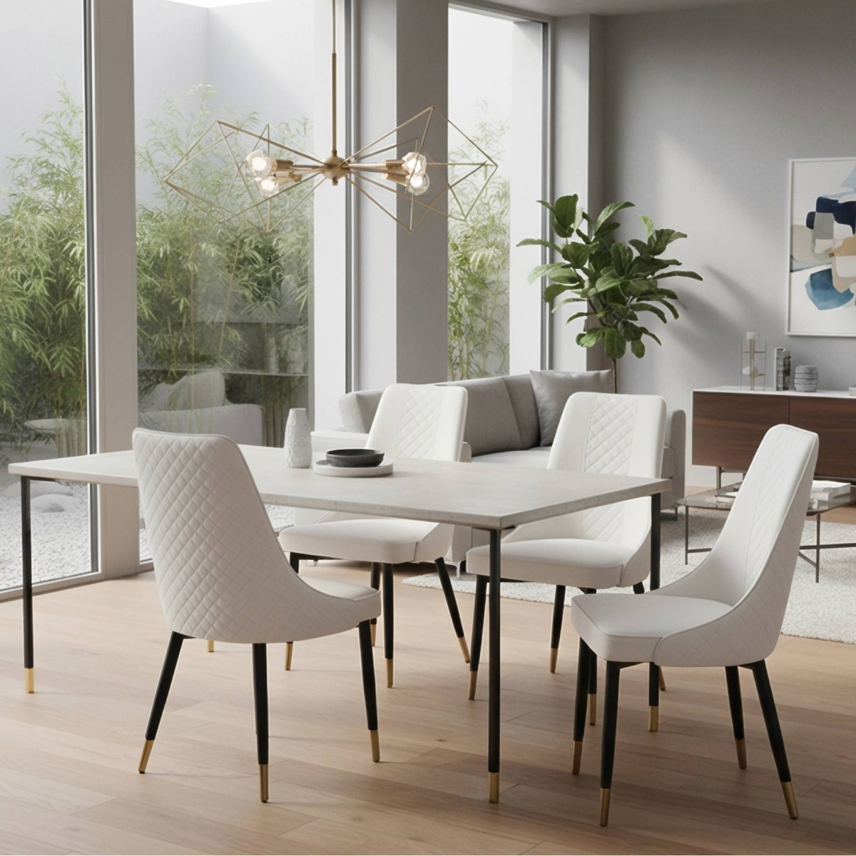 Allure Modern Dining Chair Upholstered in Vinyl Leather Seat with Oak Wood Legs