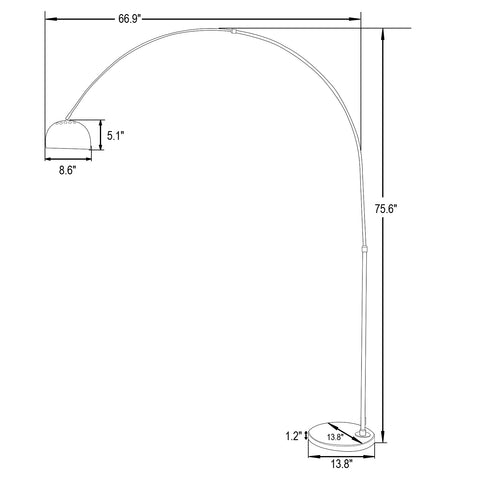 Arco Modern Arched Floor Lamp 76" Height with White Round Marble Base and Metal Dome Lamp Shade