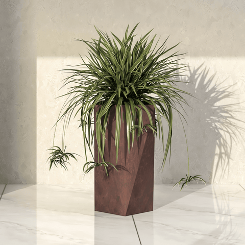 Aloe Tapered Square Fiberstone And MGO Clay Planter For Indoor And Outdoor