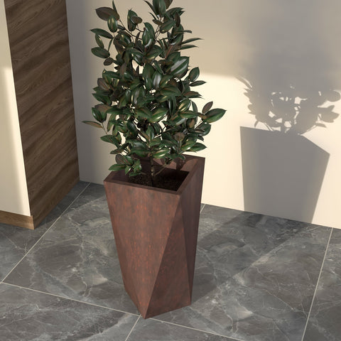 Aloe Tapered Square Fiberstone And MGO Clay Planter For Indoor And Outdoor