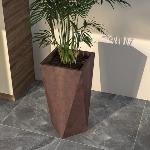 Aloe Tapered Square Fiberstone And MGO Clay Planter For Indoor And Outdoor