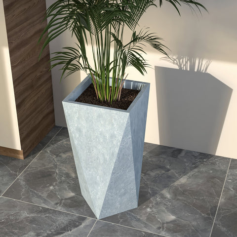 Aloe Tapered Square Fiberstone And MGO Clay Planter For Indoor And Outdoor