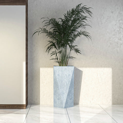 Aloe Tapered Square Fiberstone And MGO Clay Planter For Indoor And Outdoor