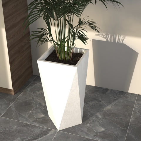 Aloe Tapered Square Fiberstone And MGO Clay Planter For Indoor And Outdoor