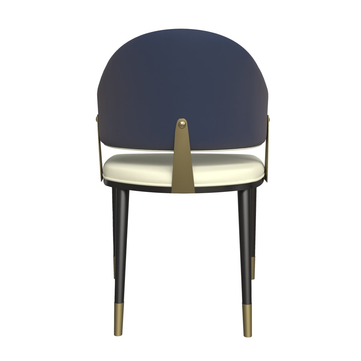 Aria Leather Dining Chair with a Curved Back and Gold Accents Design in Iron