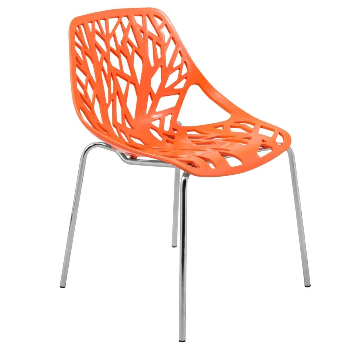 Asbury Polypropylene Dining Side Chair with Forest Cut - Out Design in Chrome