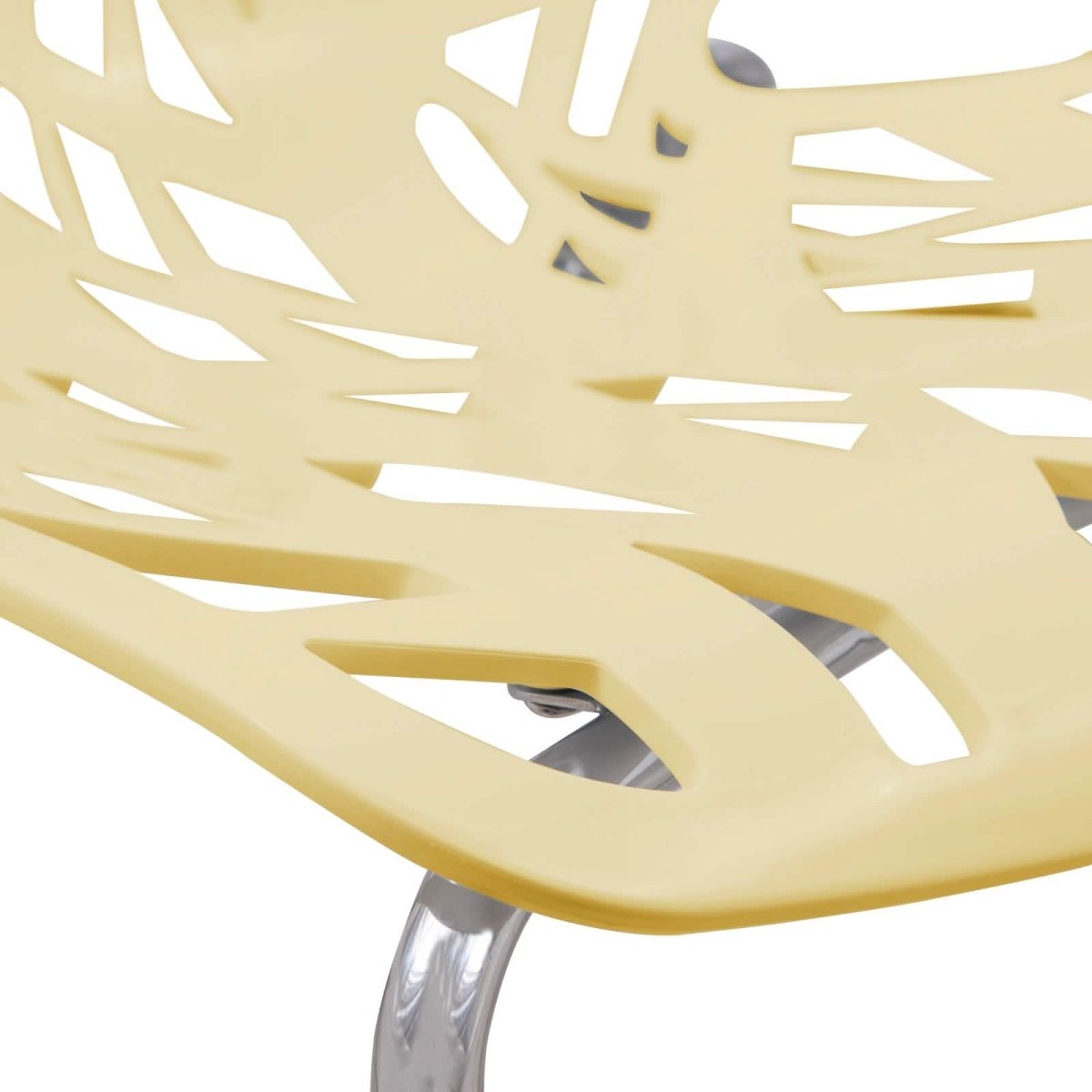 Asbury Polypropylene Dining Side Chair with Forest Cut - Out Design in Chrome
