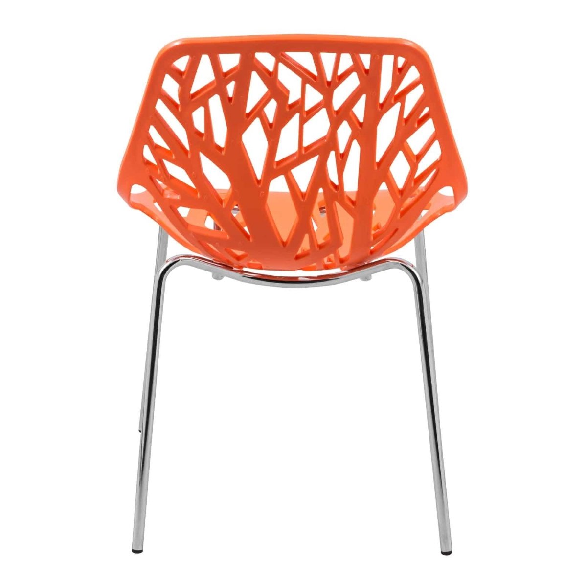 Asbury Polypropylene Dining Side Chair with Forest Cut - Out Design in Chrome