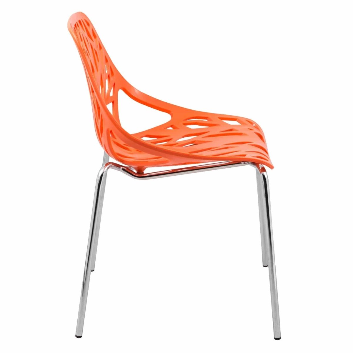 Asbury Polypropylene Dining Side Chair with Forest Cut - Out Design in Chrome
