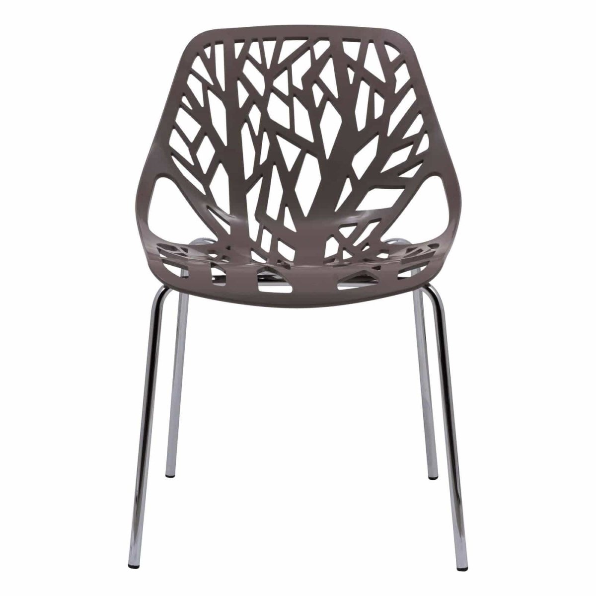 Asbury Polypropylene Dining Side Chair with Forest Cut - Out Design in Chrome