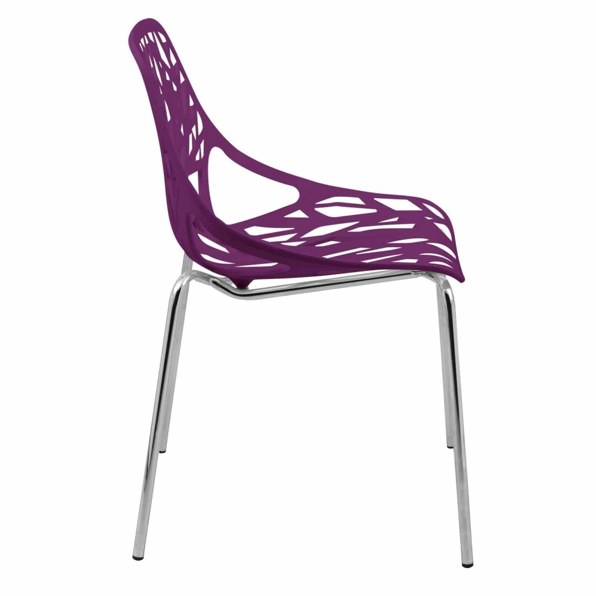 Asbury Polypropylene Dining Side Chair with Forest Cut - Out Design in Chrome