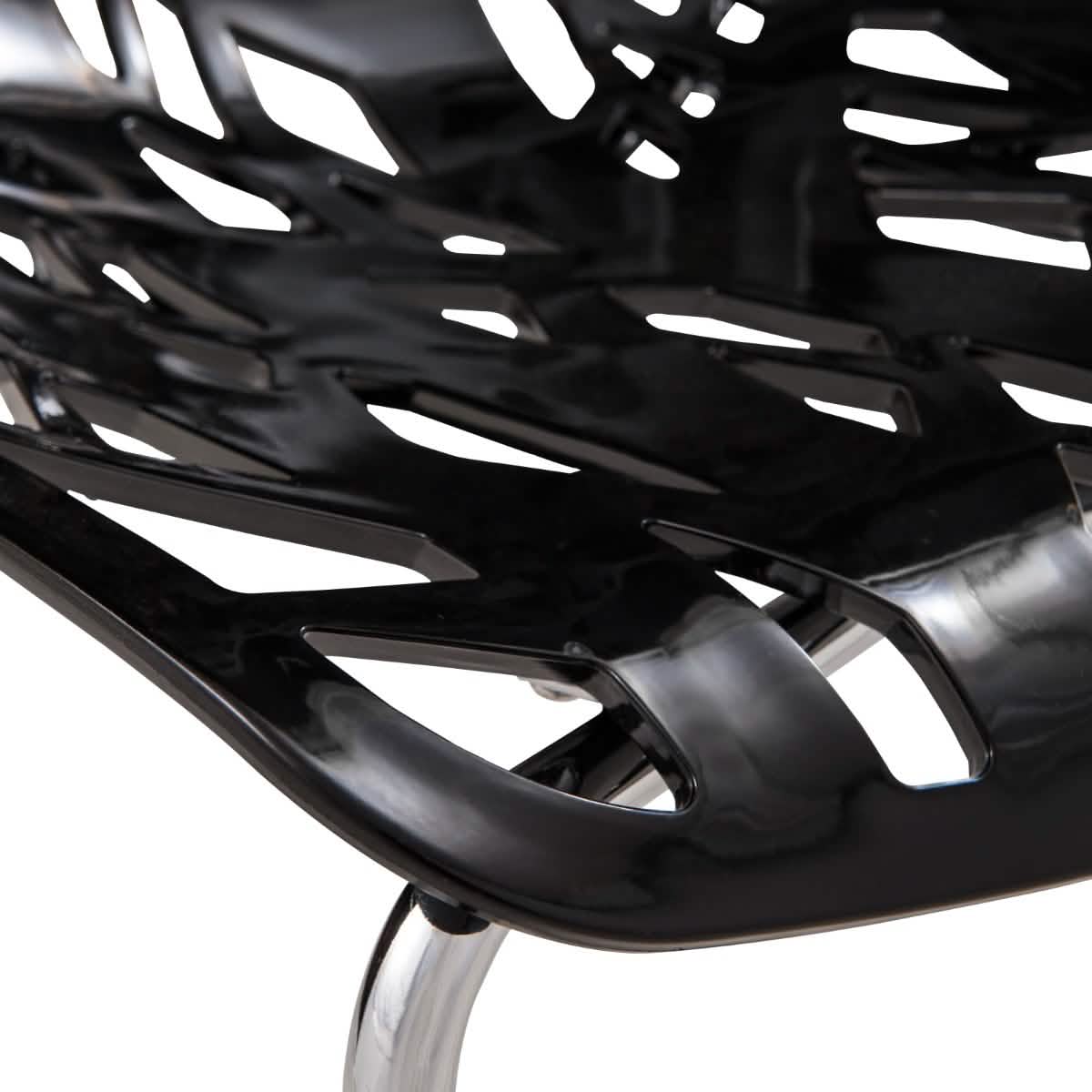 Asbury Polypropylene Dining Side Chair with Forest Cut - Out Design in Chrome