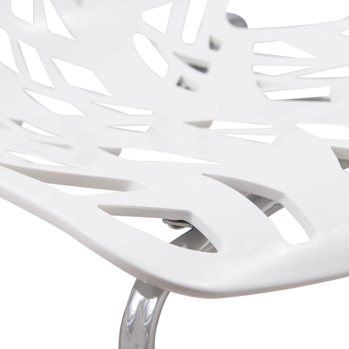 Asbury Polypropylene Dining Side Chair with Forest Cut - Out Design in Chrome