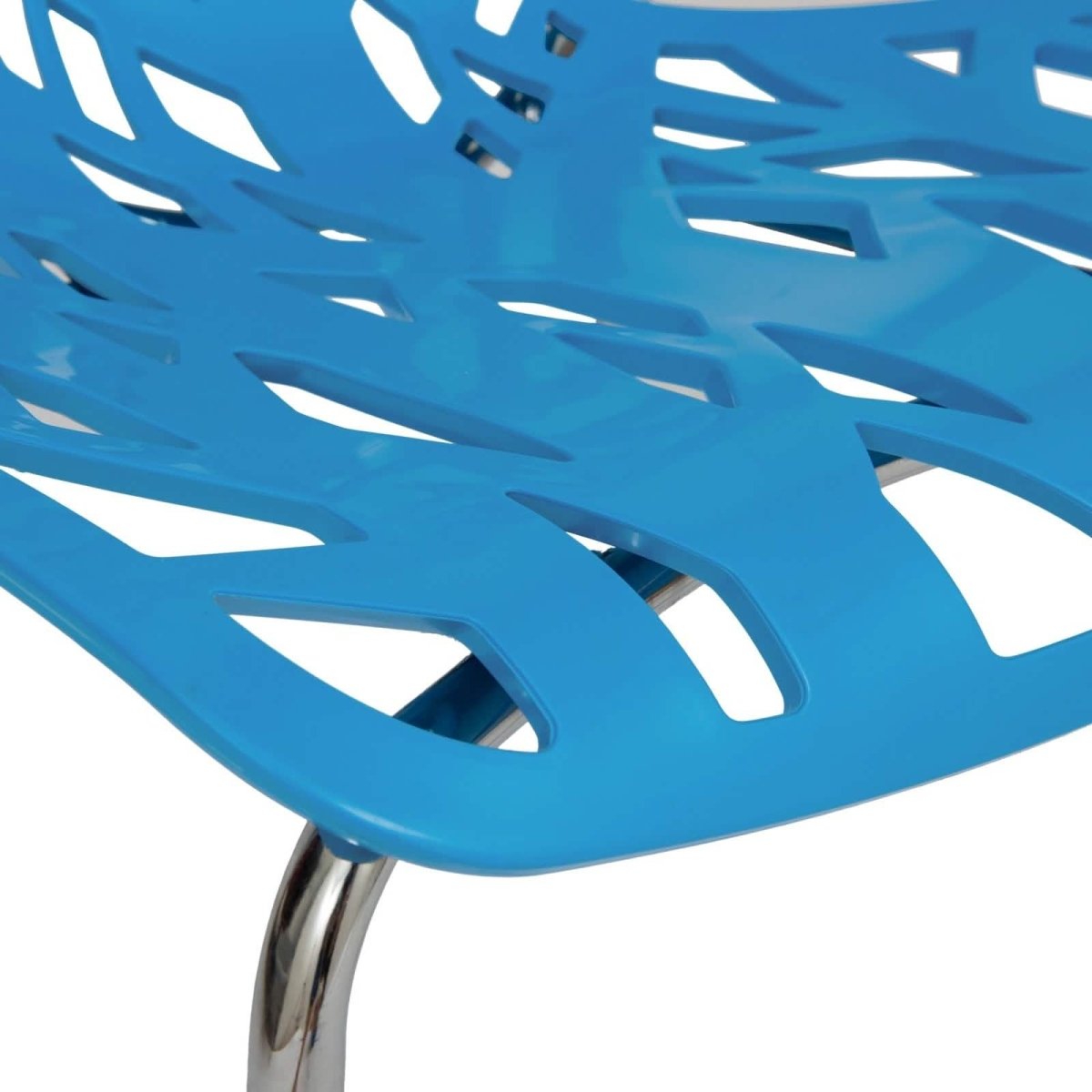 Asbury Polypropylene Dining Side Chair with Forest Cut - Out Design in Chrome