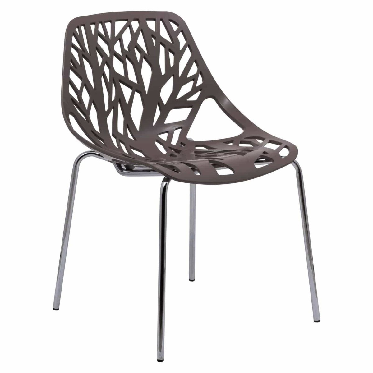 Asbury Polypropylene Dining Side Chair with Forest Cut - Out Design in Chrome
