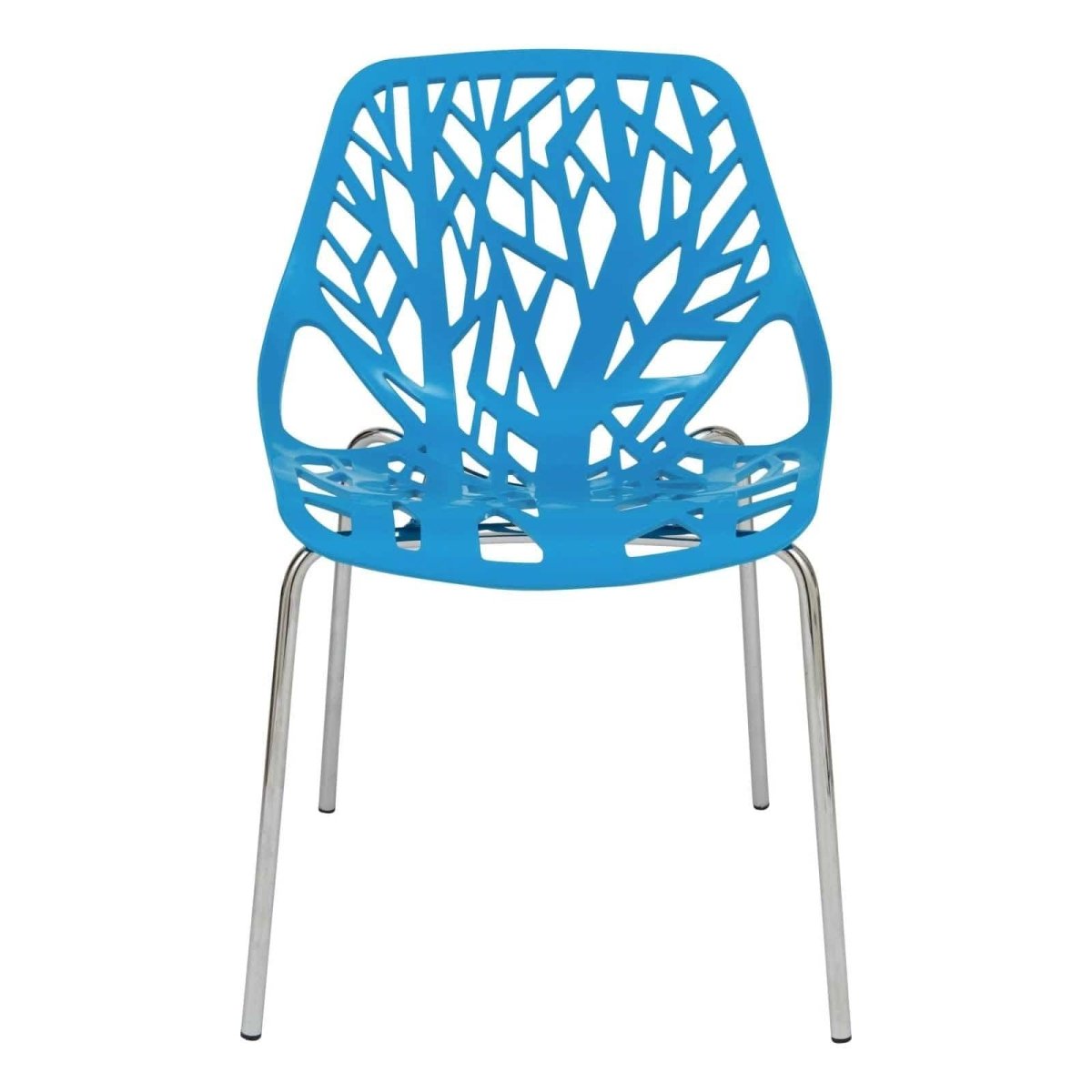 Asbury Polypropylene Dining Side Chair with Forest Cut - Out Design in Chrome