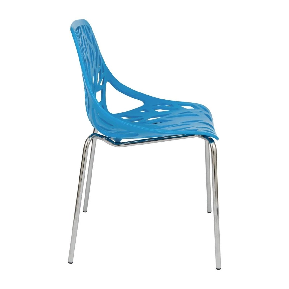 Asbury Polypropylene Dining Side Chair with Forest Cut - Out Design in Chrome