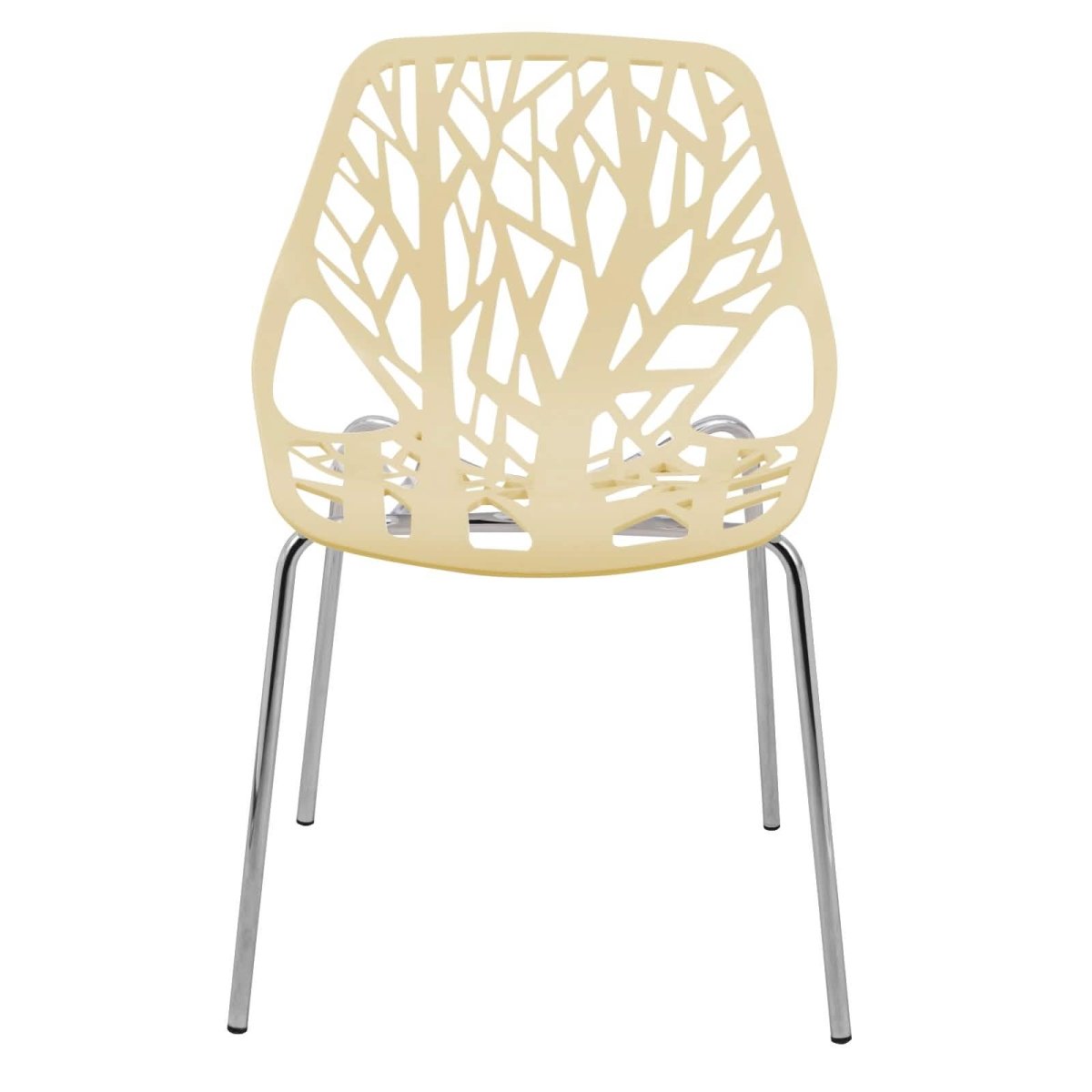 Asbury Polypropylene Dining Side Chair with Forest Cut - Out Design in Chrome