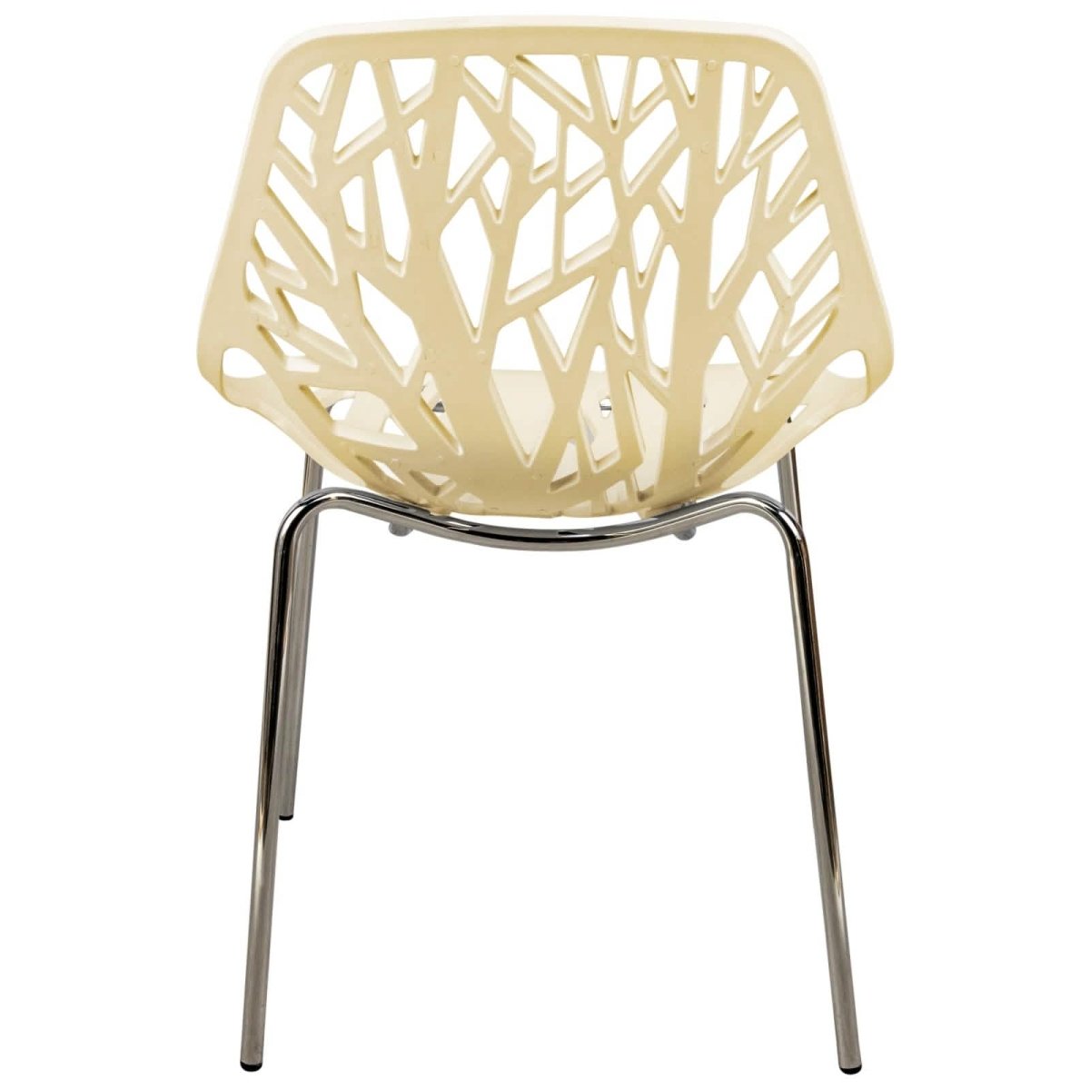 Asbury Polypropylene Dining Side Chair with Forest Cut - Out Design in Chrome