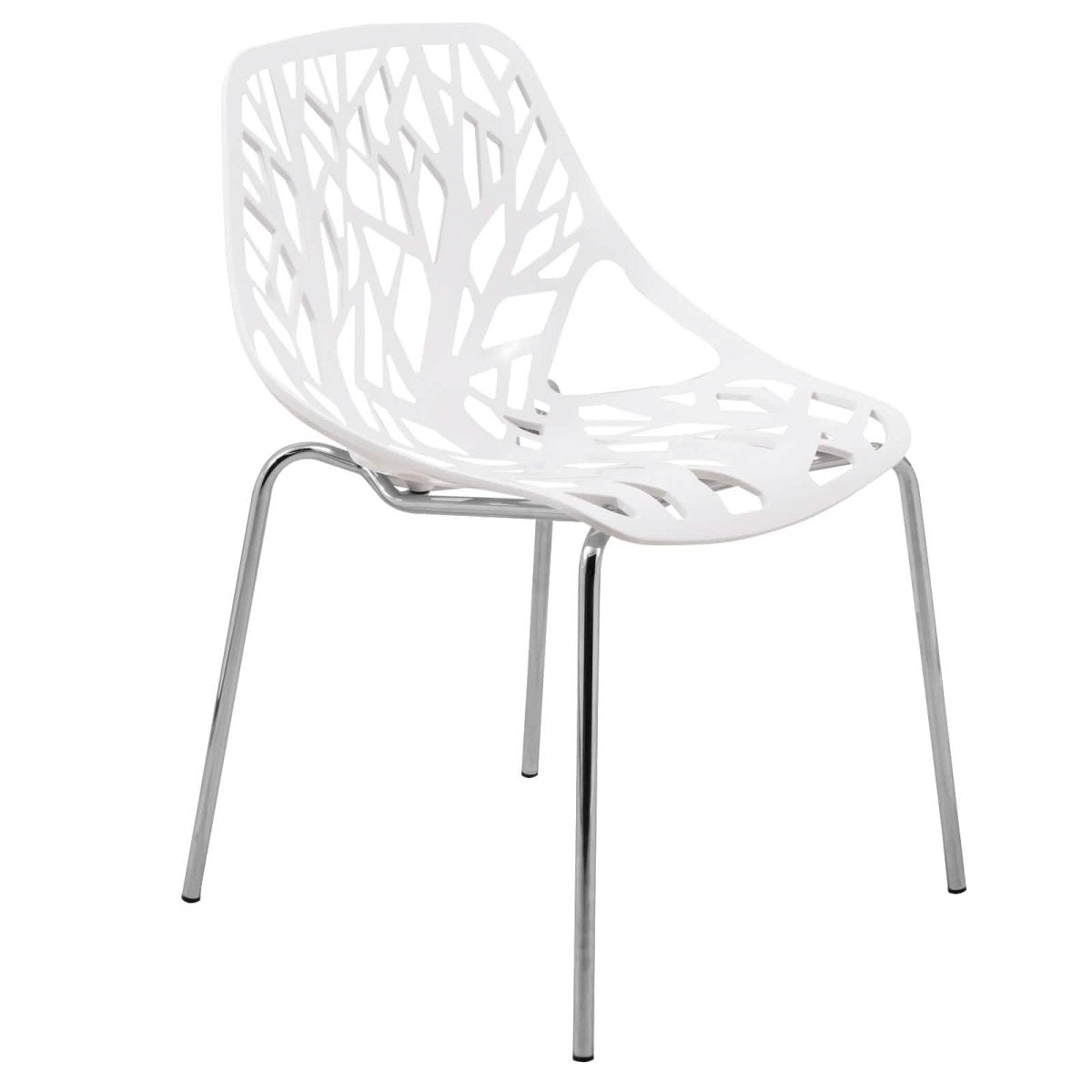 Asbury Polypropylene Dining Side Chair with Forest Cut - Out Design in Chrome