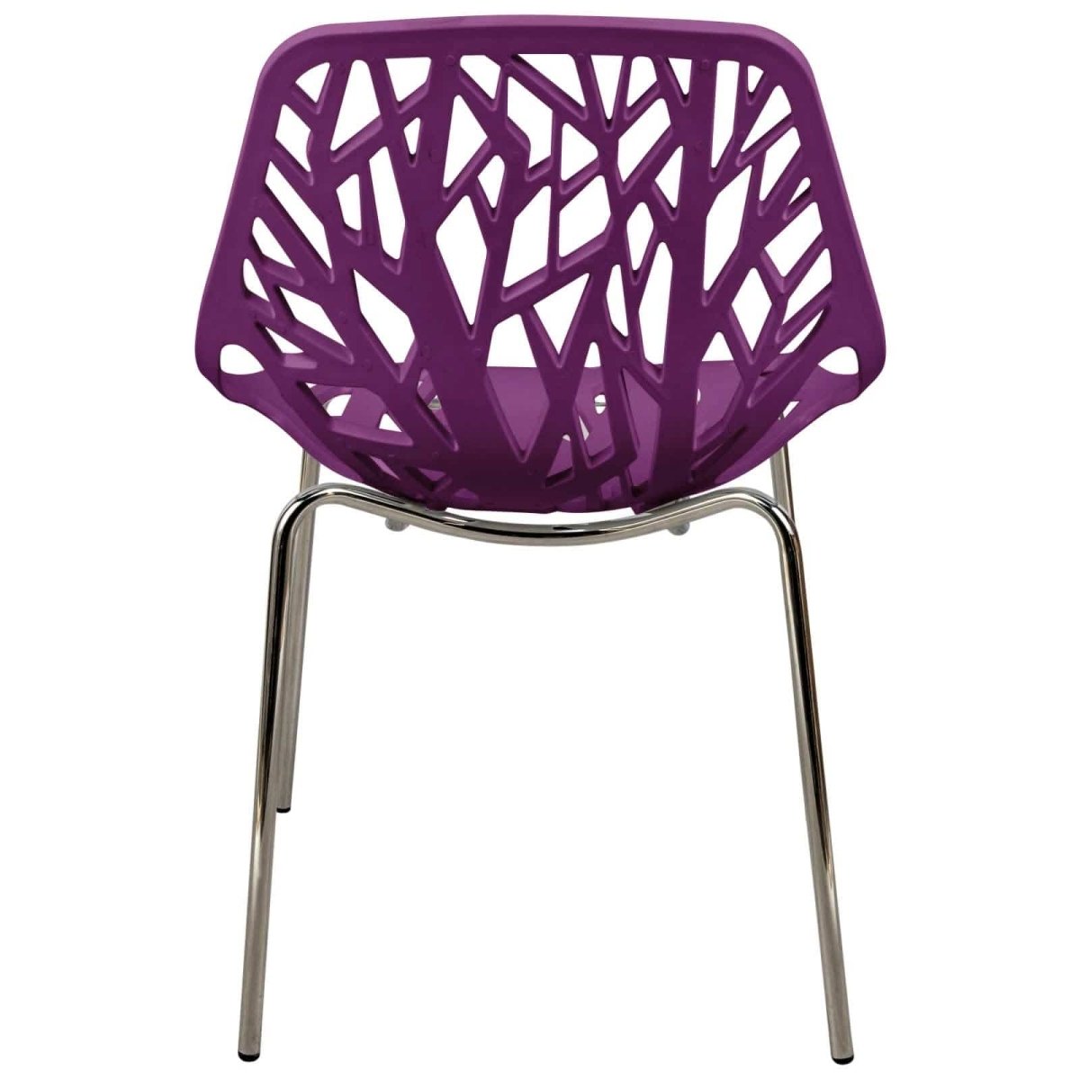 Asbury Polypropylene Dining Side Chair with Forest Cut - Out Design in Chrome