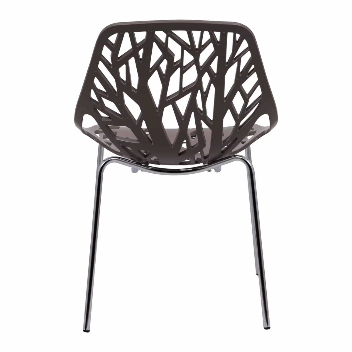 Asbury Polypropylene Dining Side Chair with Forest Cut - Out Design in Chrome
