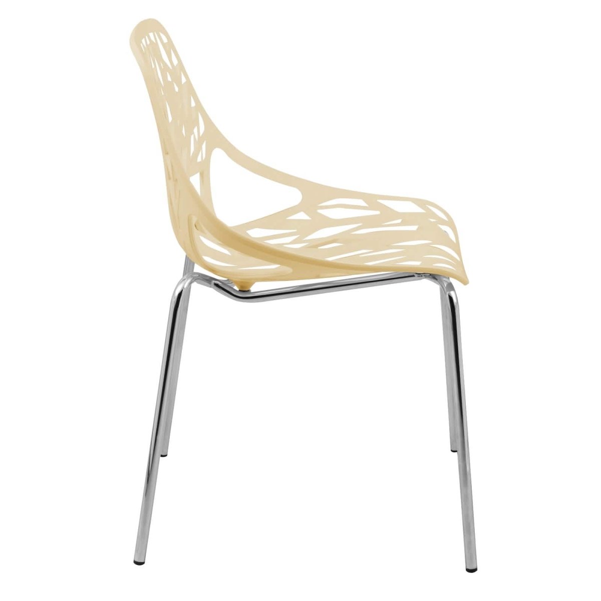 Asbury Polypropylene Dining Side Chair with Forest Cut - Out Design in Chrome