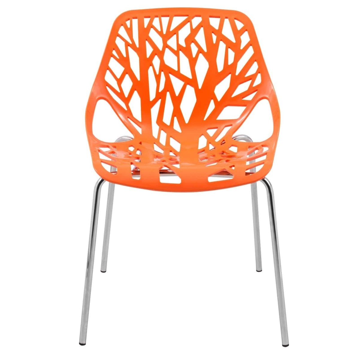 Asbury Polypropylene Dining Side Chair with Forest Cut - Out Design in Chrome