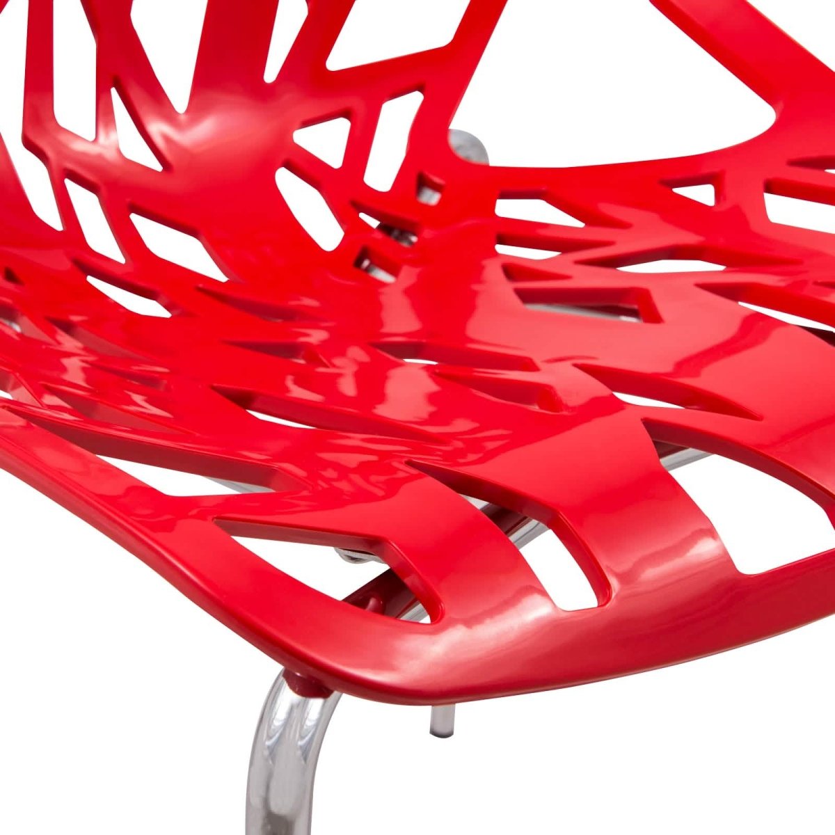 Asbury Polypropylene Dining Side Chair with Forest Cut - Out Design in Chrome