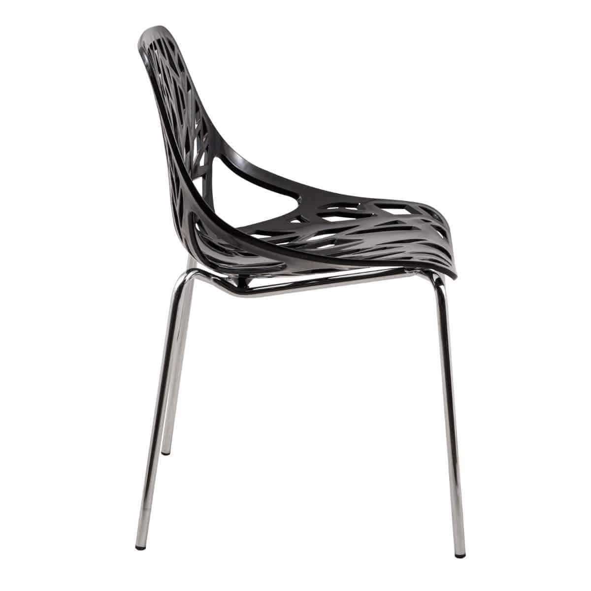 Asbury Polypropylene Dining Side Chair with Forest Cut - Out Design in Chrome