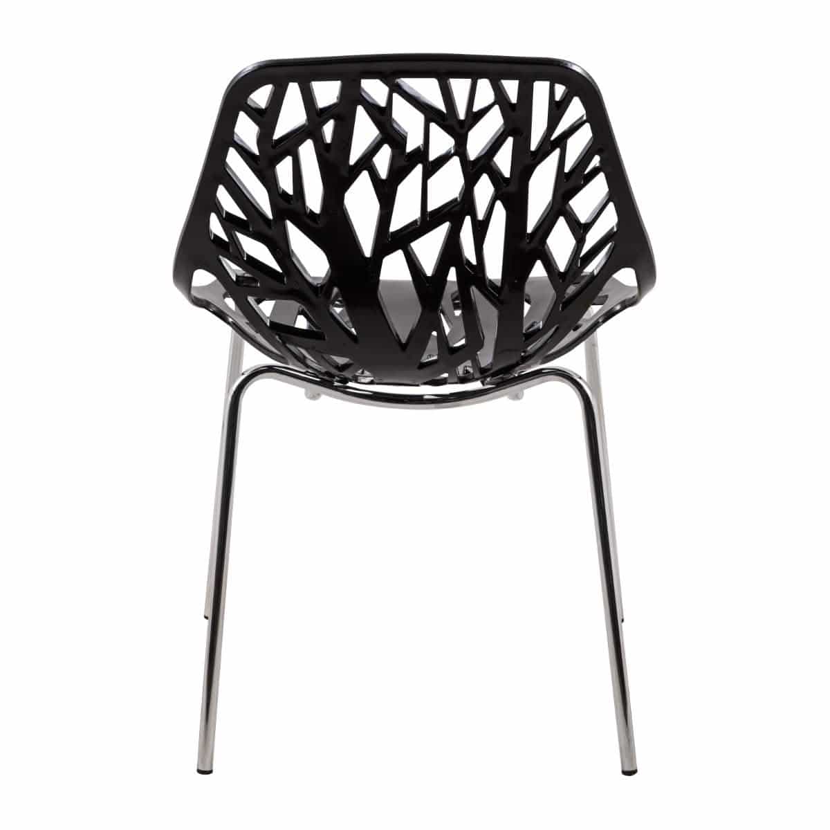 Asbury Polypropylene Dining Side Chair with Forest Cut - Out Design in Chrome
