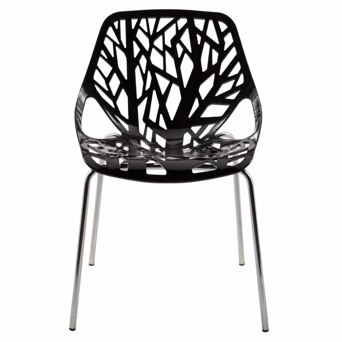 Asbury Polypropylene Dining Side Chair with Forest Cut - Out Design in Chrome