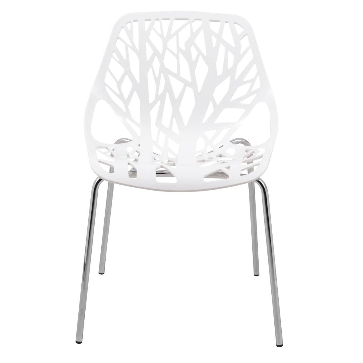 Asbury Polypropylene Dining Side Chair with Forest Cut - Out Design in Chrome