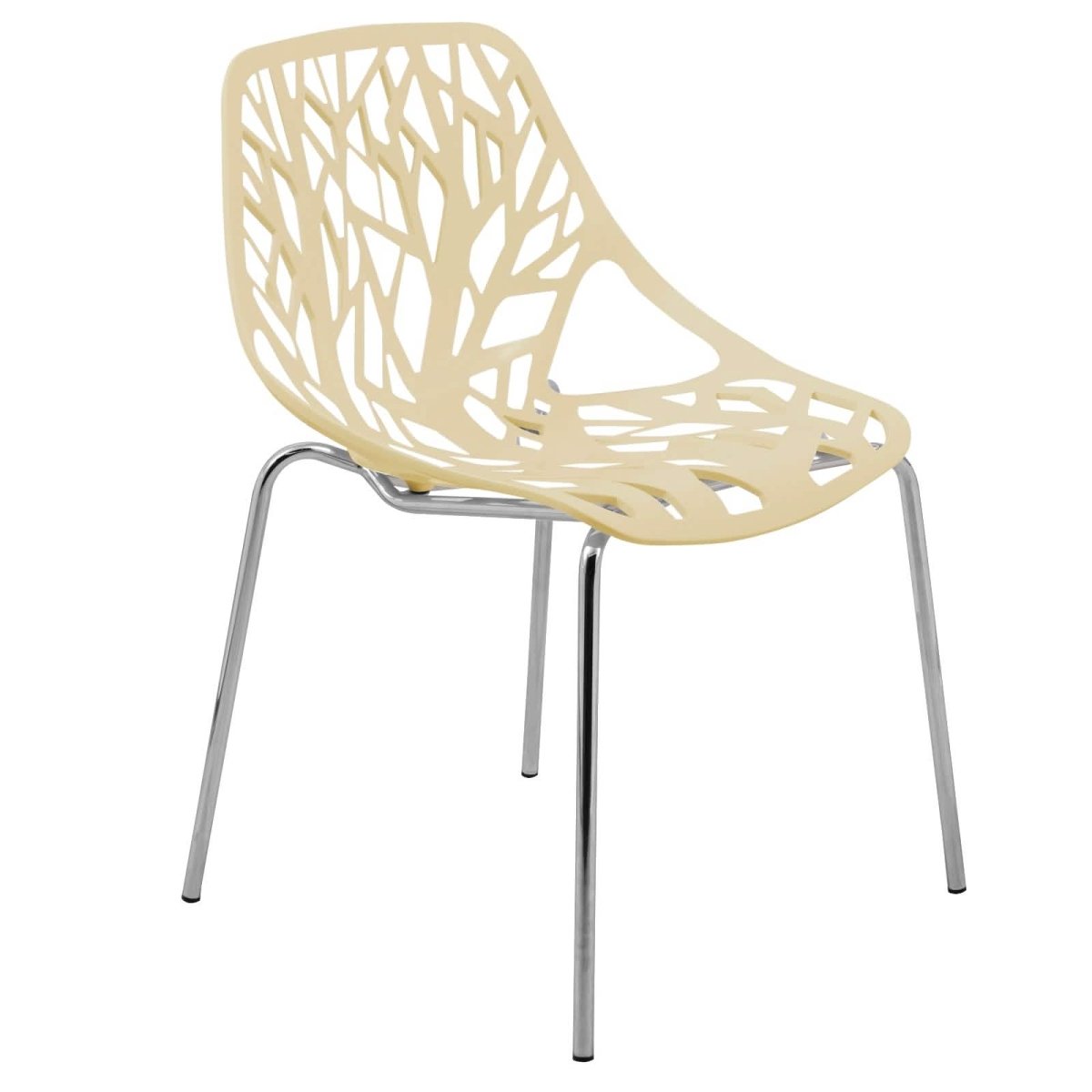 Asbury Polypropylene Dining Side Chair with Forest Cut - Out Design in Chrome