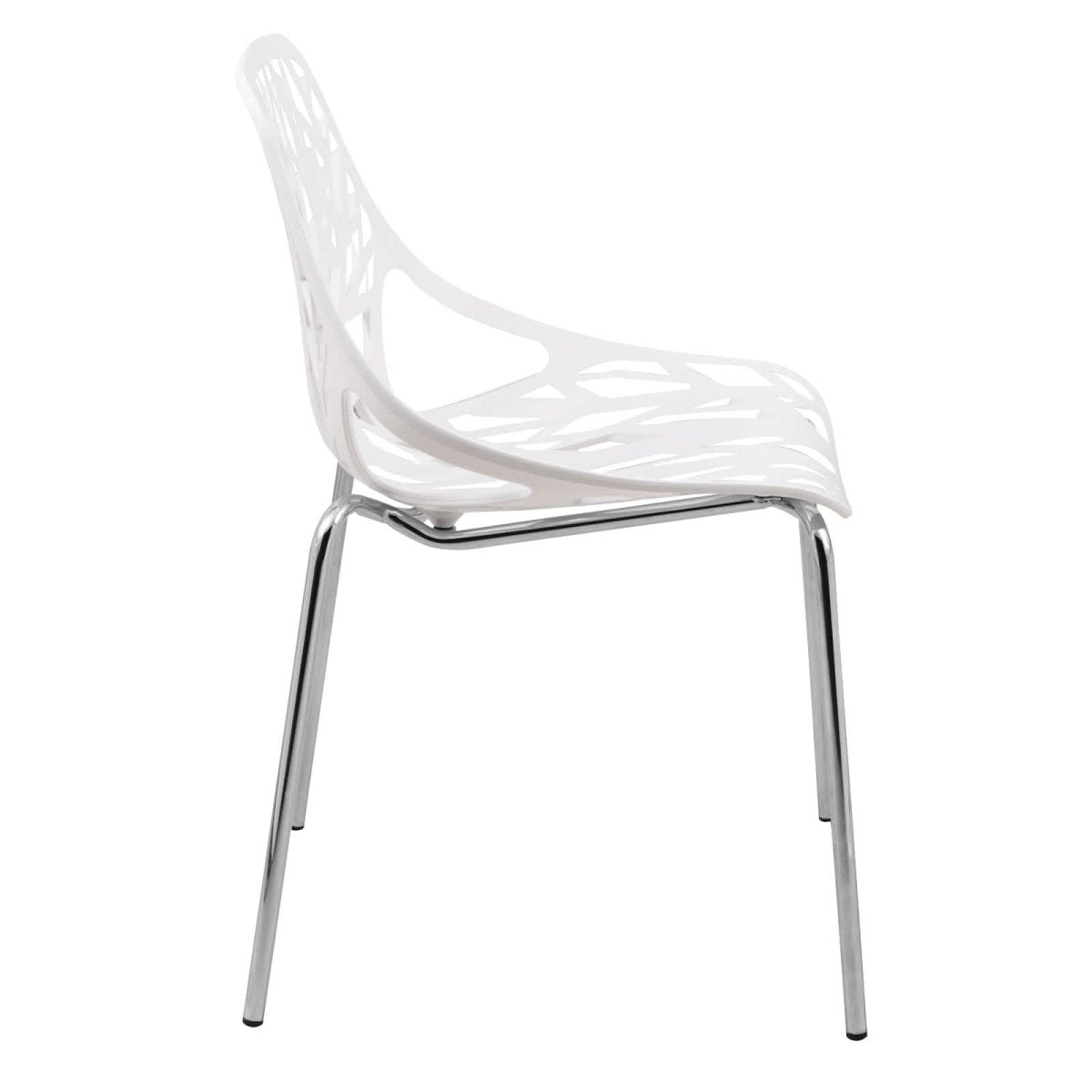 Asbury Polypropylene Dining Side Chair with Forest Cut - Out Design in Chrome