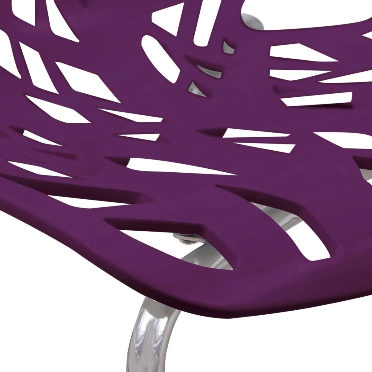 Asbury Polypropylene Dining Side Chair with Forest Cut - Out Design in Chrome