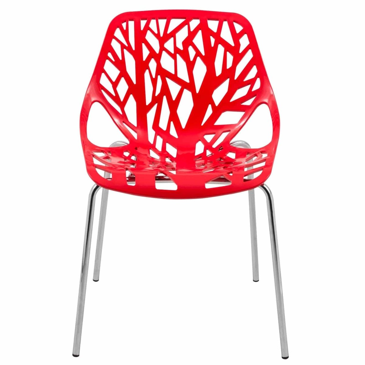 Asbury Polypropylene Dining Side Chair with Forest Cut - Out Design in Chrome