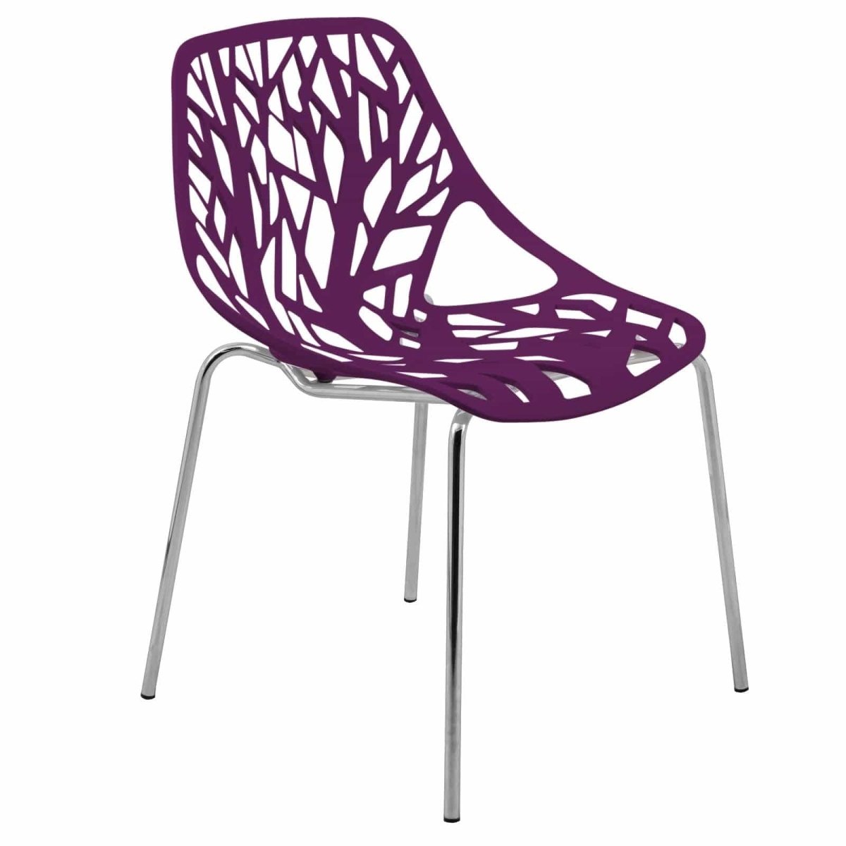 Asbury Polypropylene Dining Side Chair with Forest Cut - Out Design in Chrome