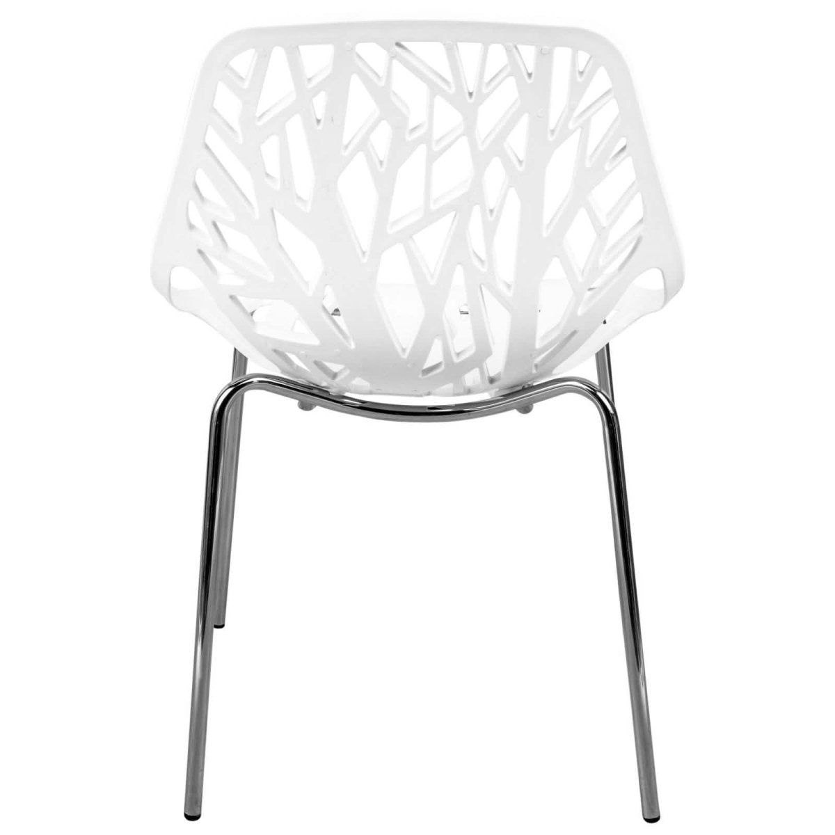 Asbury Polypropylene Dining Side Chair with Forest Cut - Out Design in Chrome