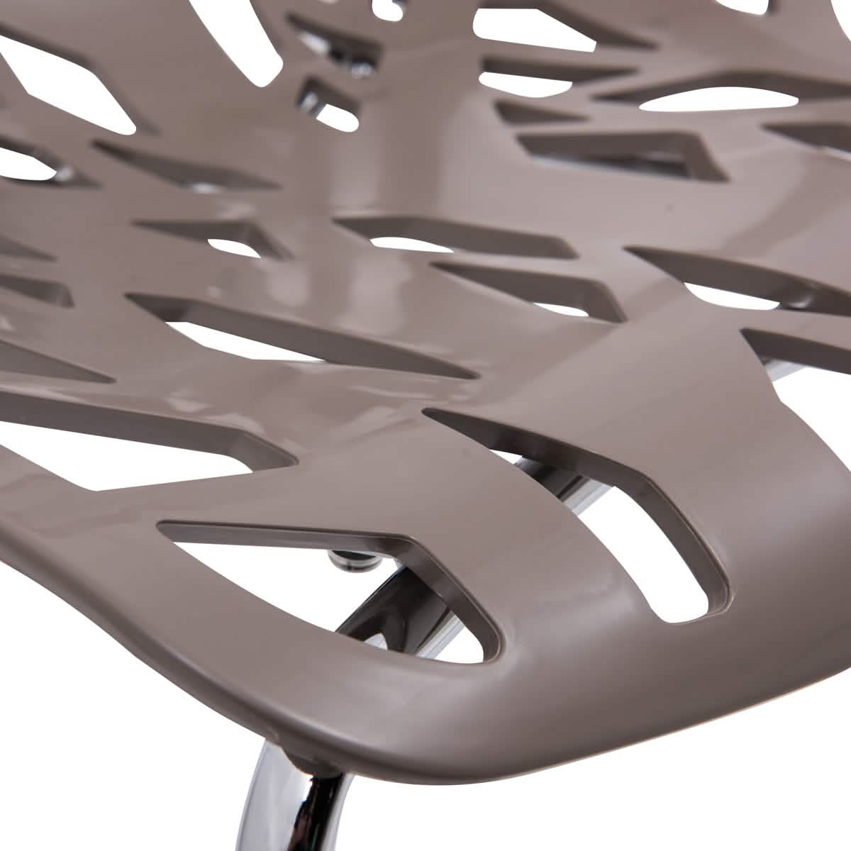 Asbury Polypropylene Dining Side Chair with Forest Cut - Out Design in Chrome