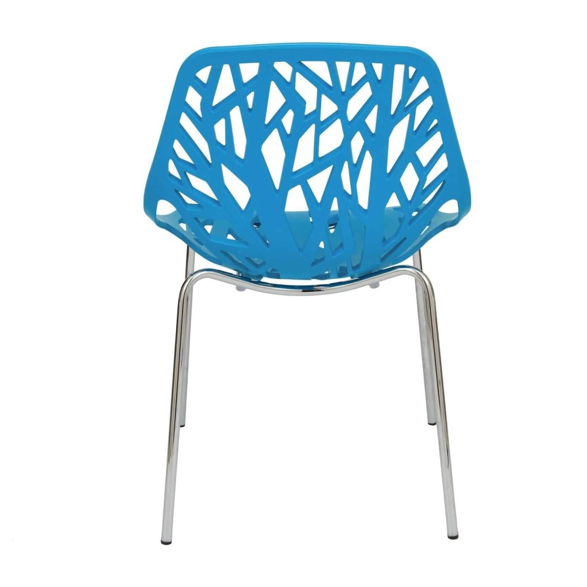 Asbury Polypropylene Dining Side Chair with Forest Cut - Out Design in Chrome