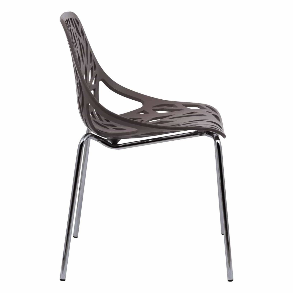Asbury Polypropylene Dining Side Chair with Forest Cut - Out Design in Chrome