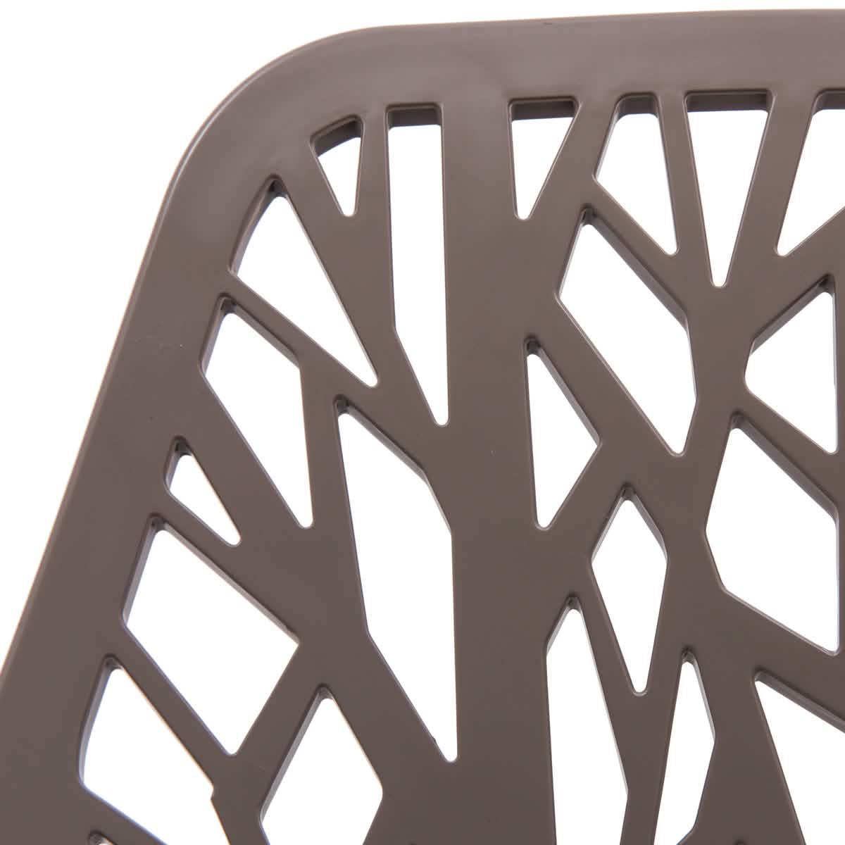 Asbury Polypropylene Dining Side Chair with Forest Cut - Out Design in Chrome