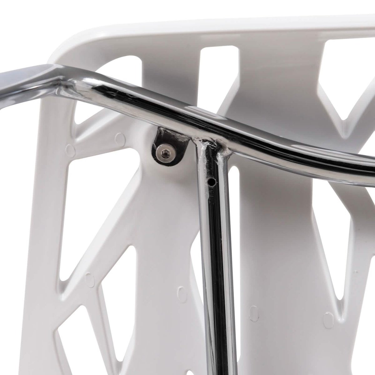 Asbury Polypropylene Dining Side Chair with Forest Cut - Out Design in Chrome
