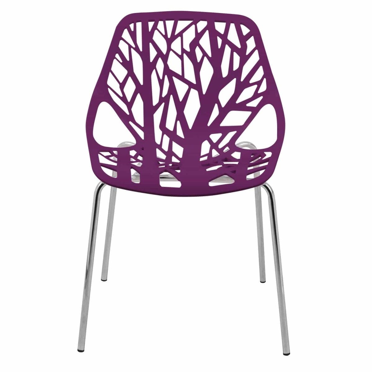Asbury Polypropylene Dining Side Chair with Forest Cut - Out Design in Chrome