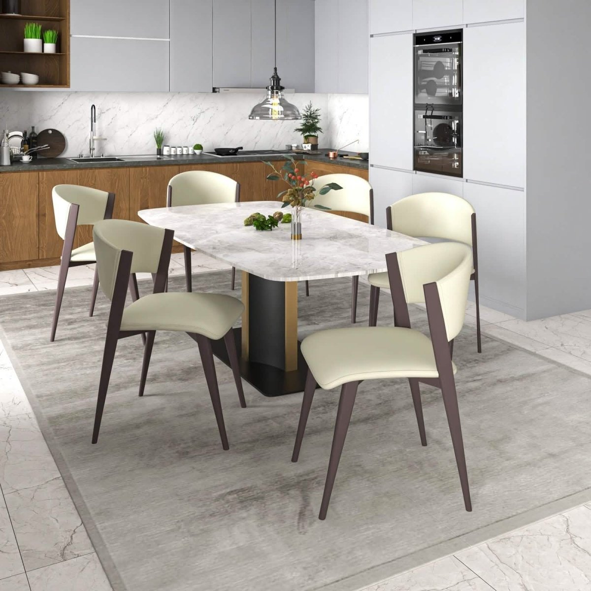 Aspen Dining Chairs Upholstered in Leather Kitchen Room Chairs with Metal Legs