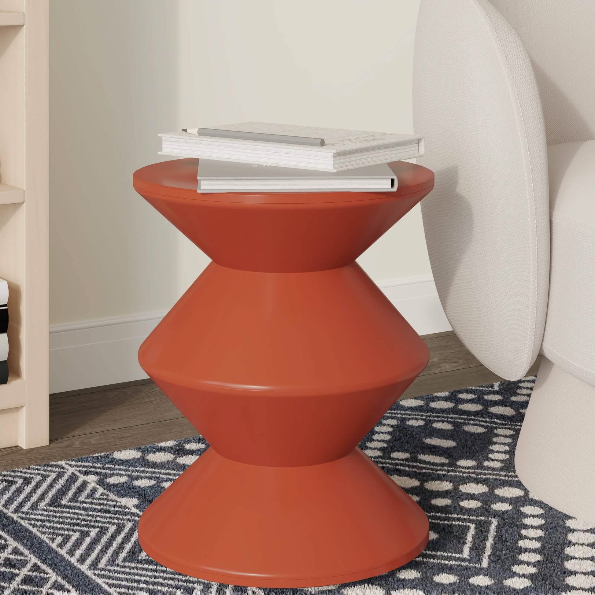 Aura Round Side Table in ABS Plastic With Contemporary Double - Hourglass Design
