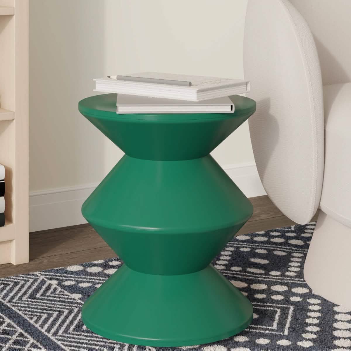 Aura Round Side Table in ABS Plastic With Contemporary Double - Hourglass Design