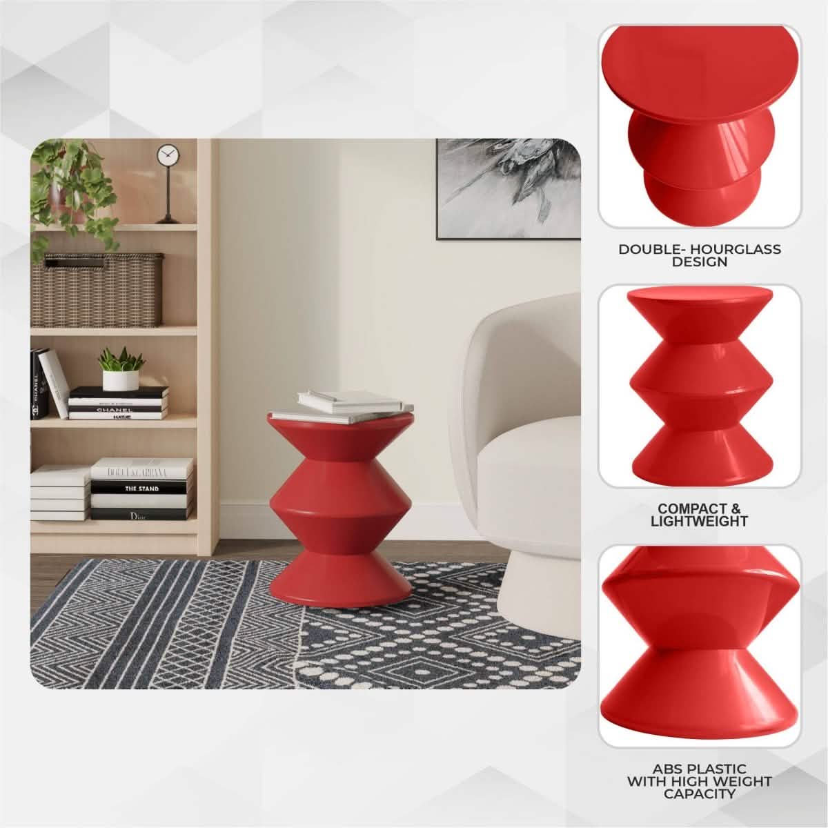 Aura Round Side Table in ABS Plastic With Contemporary Double - Hourglass Design