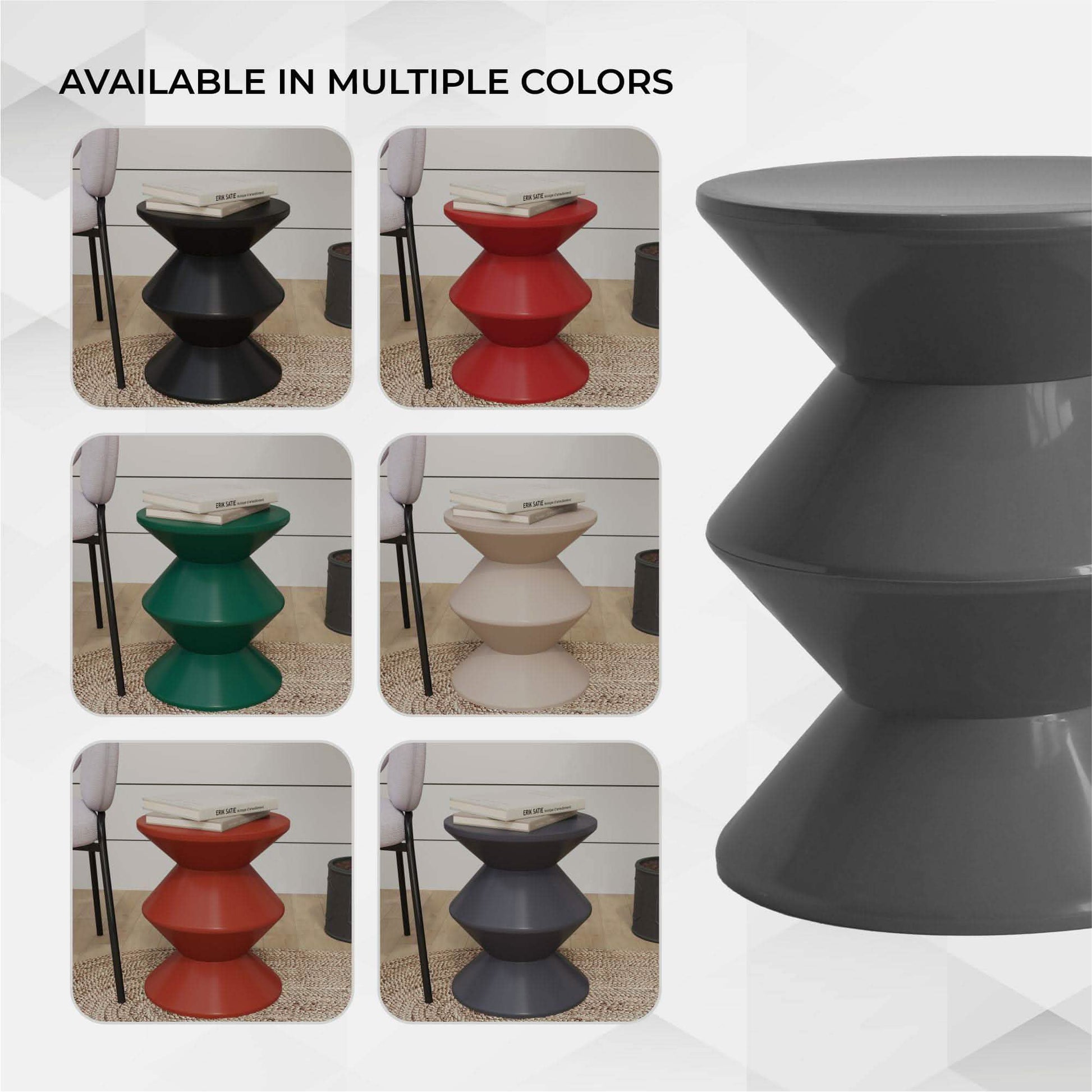 Aura Round Side Table in ABS Plastic With Contemporary Double - Hourglass Design